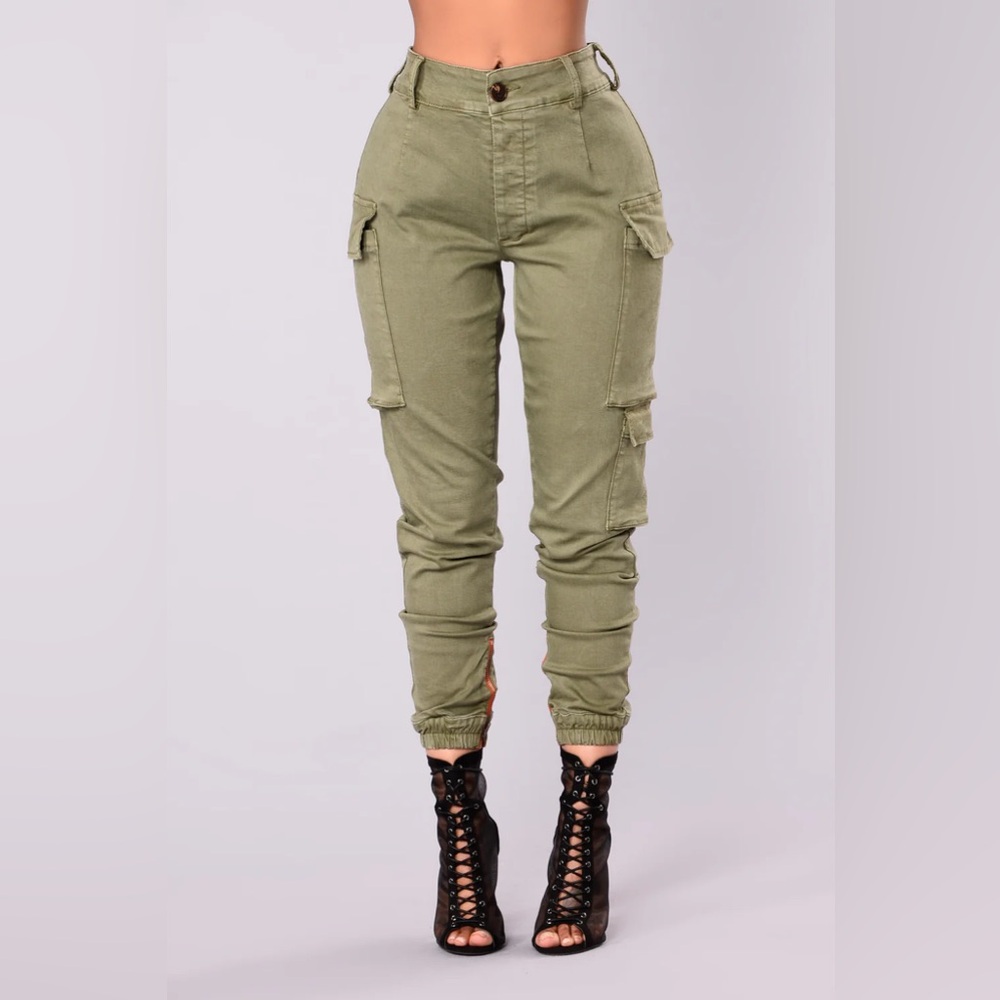 Fashion Nova Kalley Olive Cargo Pants